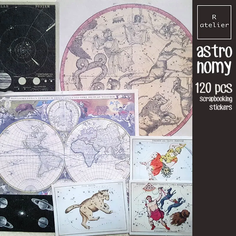 120 pcs Retro Astronomy Scrapbooking Washi Stickers