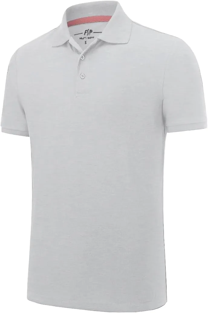 2 Pack Mens Polo Shirts with Pocket Short Sleeve Golf T-Shirt Moisture Wicking Casual Workout Shirts