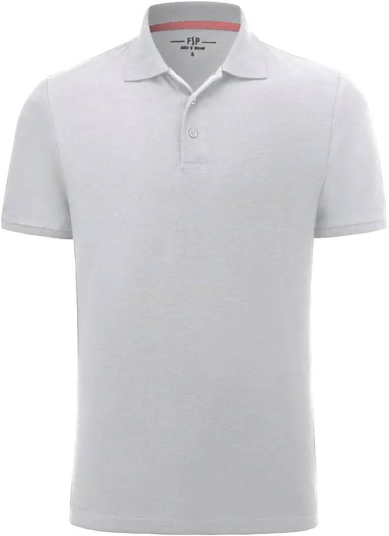 2 Pack Mens Polo Shirts with Pocket Short Sleeve Golf T-Shirt Moisture Wicking Casual Workout Shirts