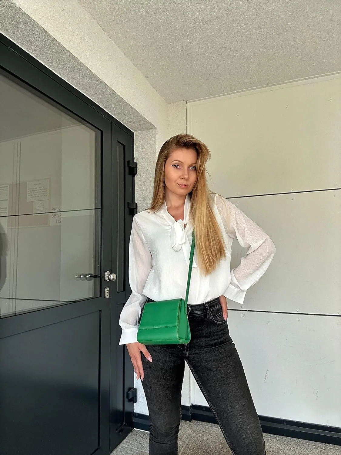 ACEVOG Chiffon Blouses for Women Dressy Bow Tie Neck Long Sleeve Work Shirt Formal Casual Wear