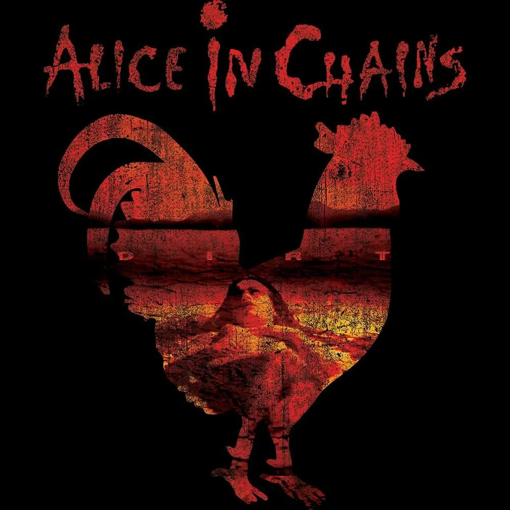 Alice in Chains T-Shirt Black Dirt Album Rooster Mens Short Sleeve T Shirts 90s Music Graphic Tees Men