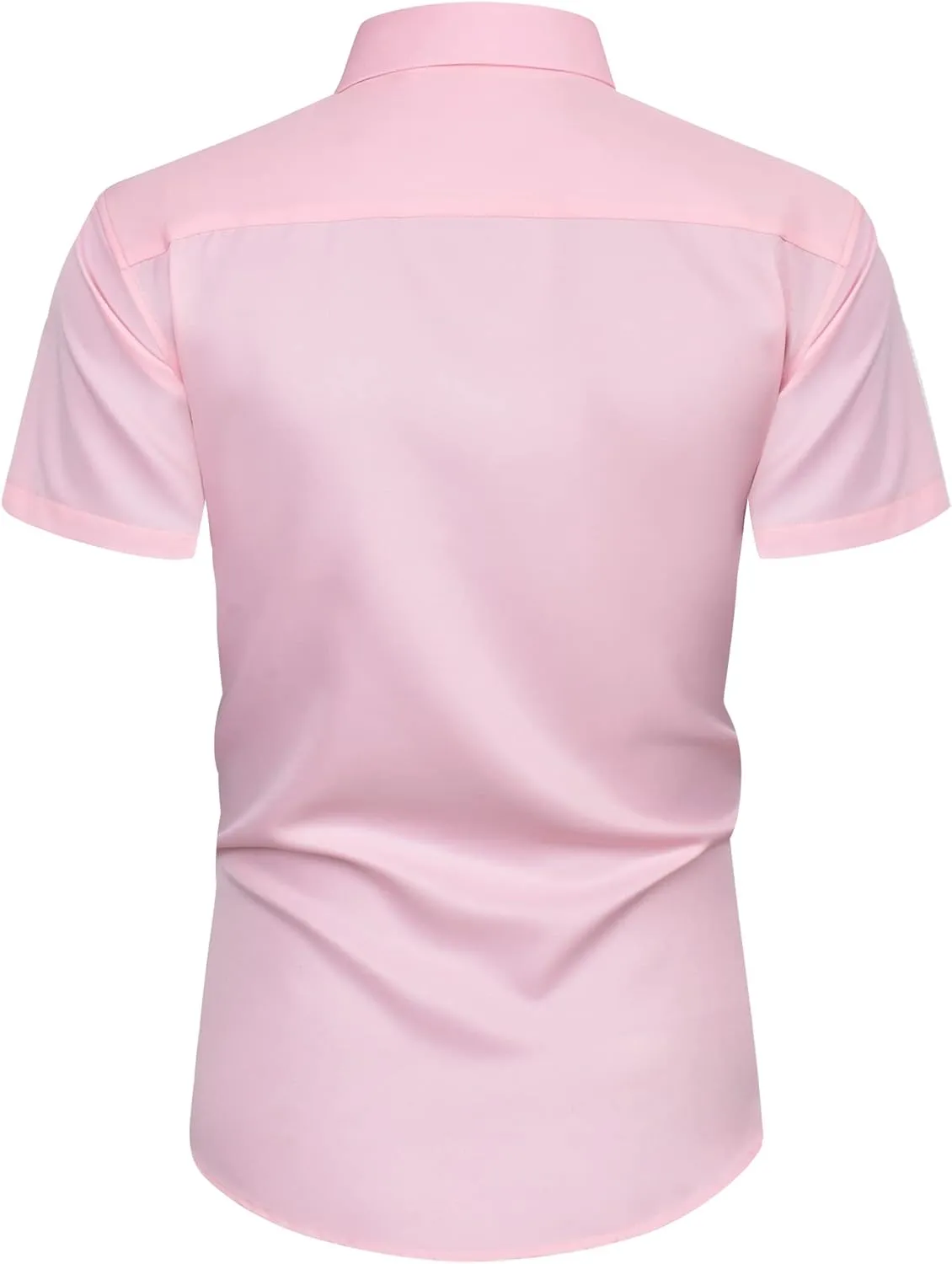 Alimens & Gentle Mens Short Sleeve Dress Shirts Wrinkle Free Solid Casual Button Down Shirts with Pocket