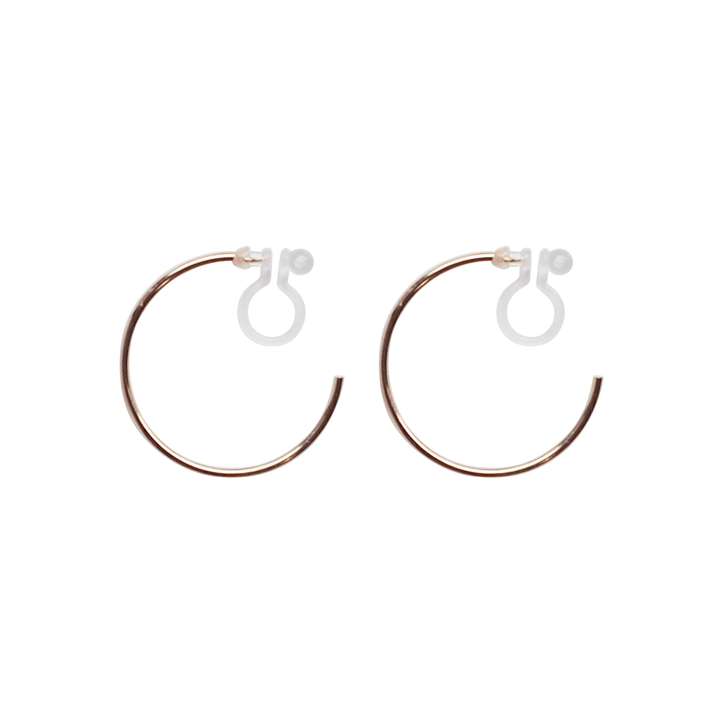 Big Invisible Clip On Hoop Earrings (Rose Gold tone)