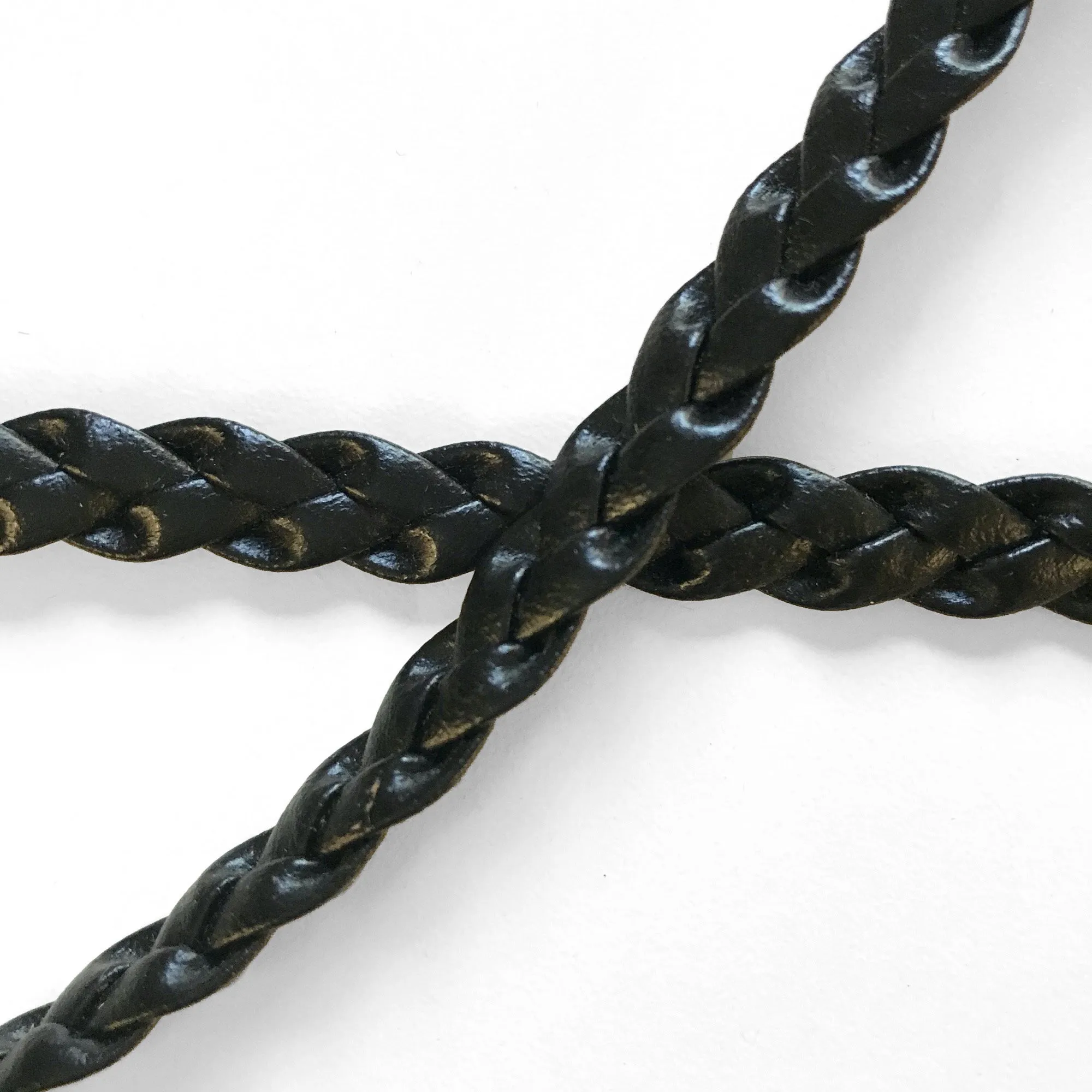 Black High Quality Decorative Faux Leather Braided Trim by the yard