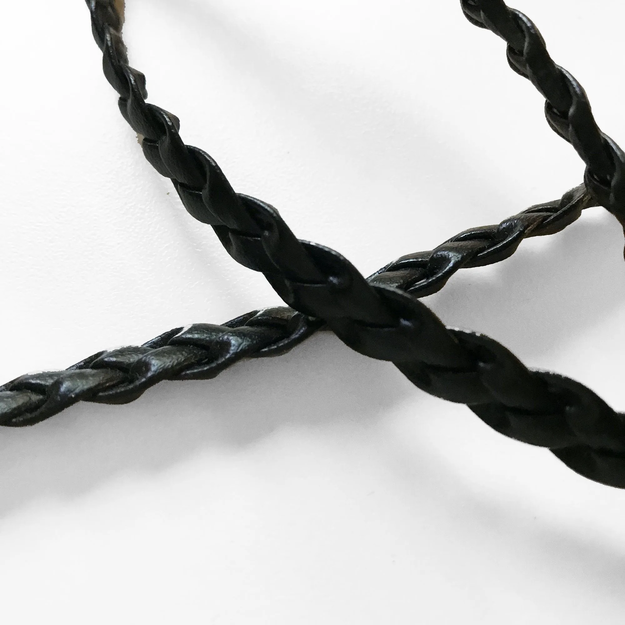 Black High Quality Decorative Faux Leather Braided Trim by the yard