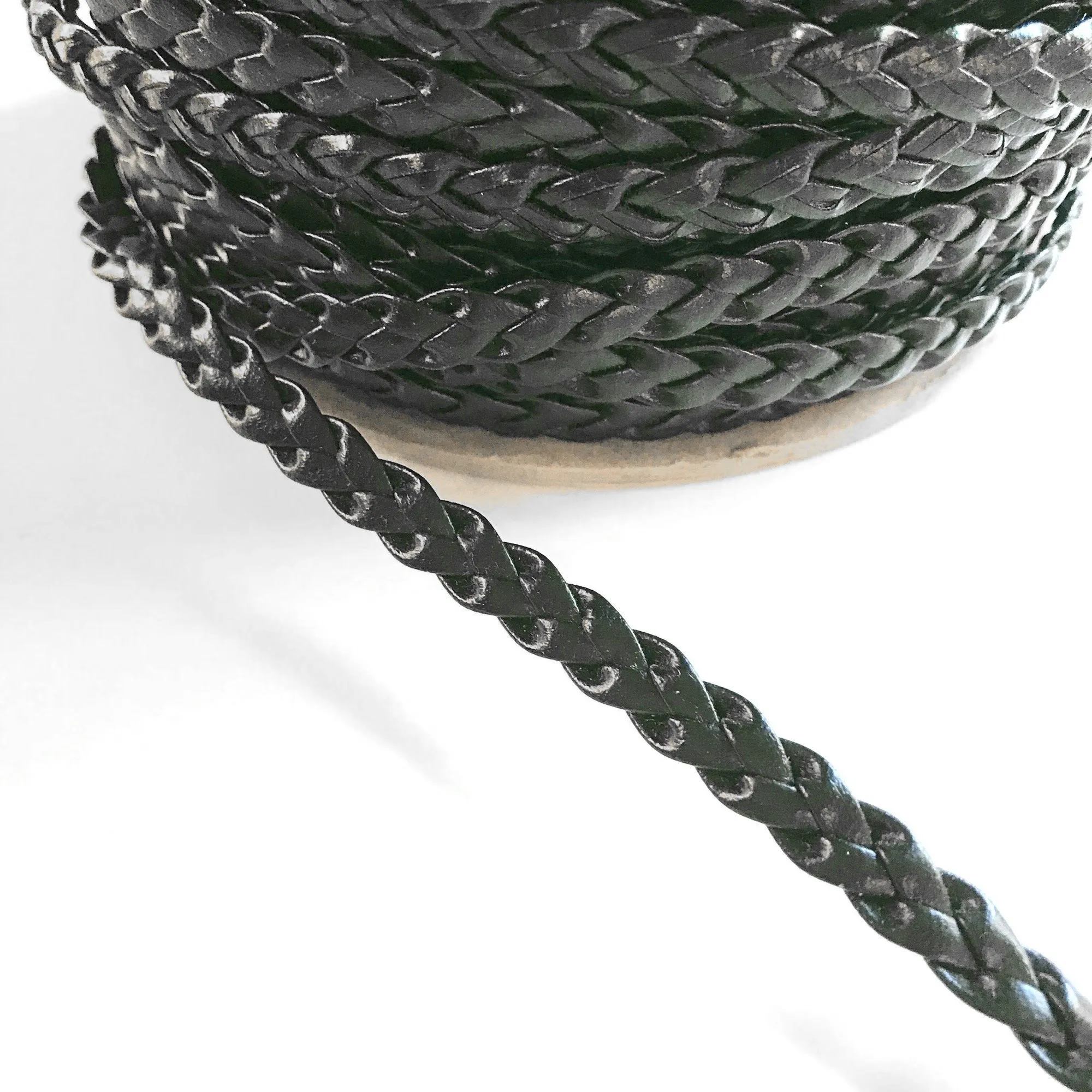 Black High Quality Decorative Faux Leather Braided Trim by the yard