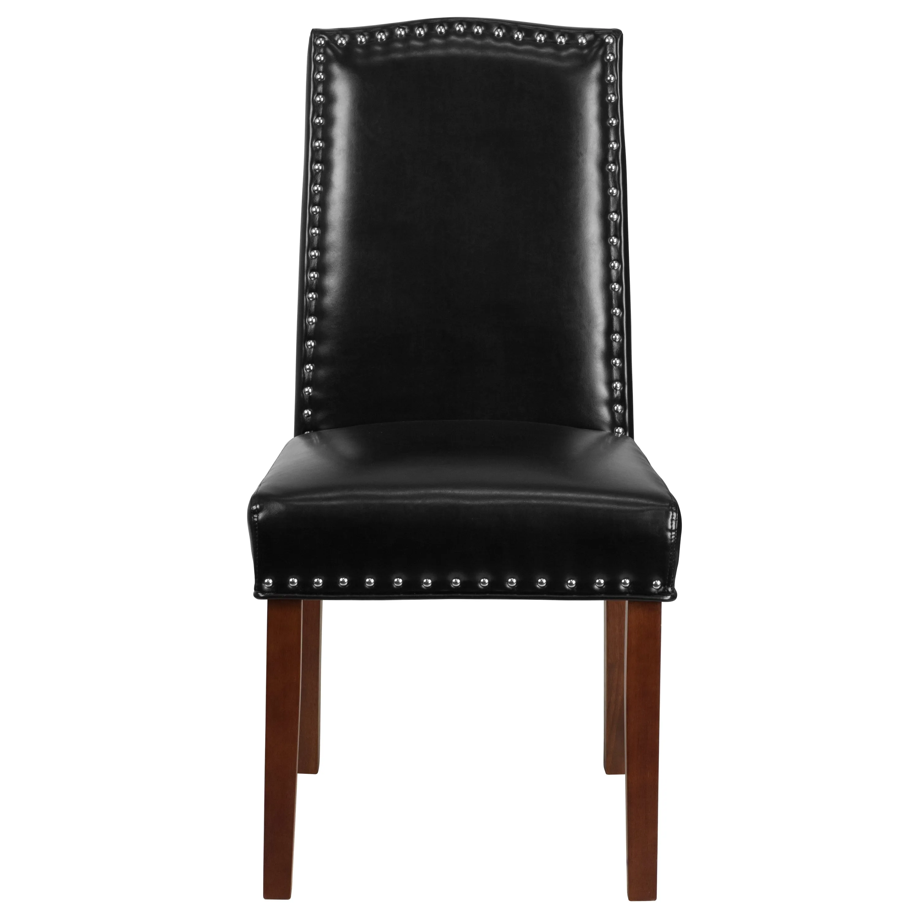 Black Leather Parsons Chair QY-A13-9349-BK-GG
