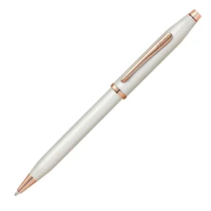 Cross Century II Ballpoint Pen in Pearlescent White Lacquer with Rose Gold Trim