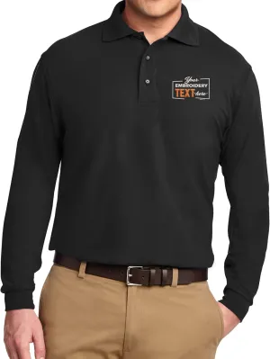 Custom Embroidered Long Sleeve Polo Shirts for Men Personalized Embroidery Text