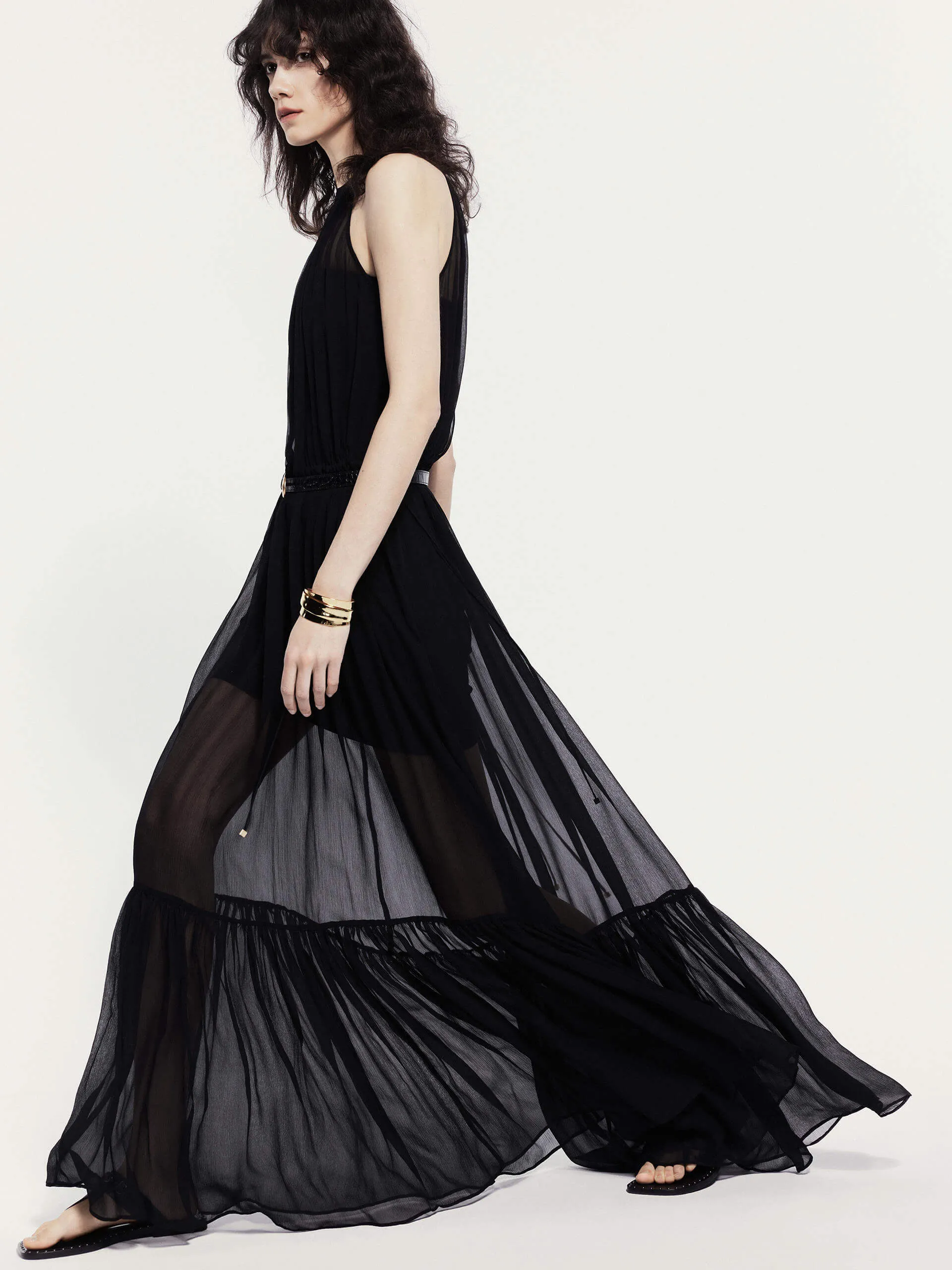 Halter Neck Silk Dress