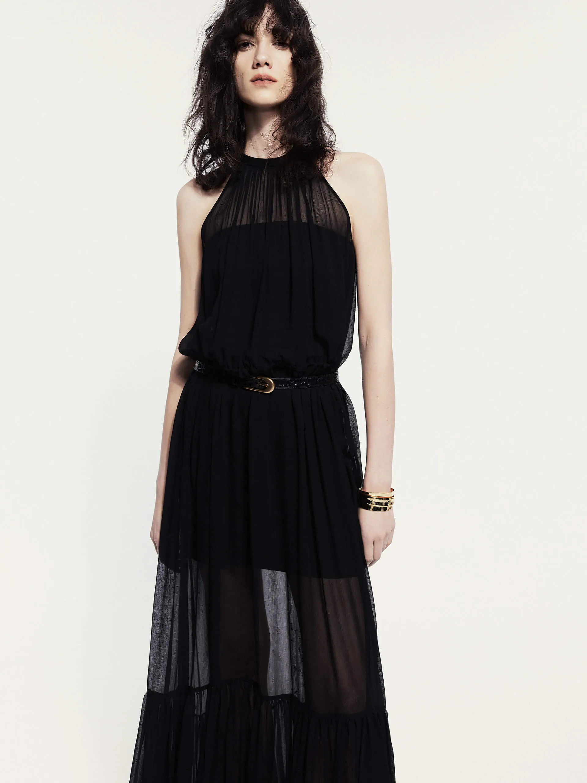 Halter Neck Silk Dress