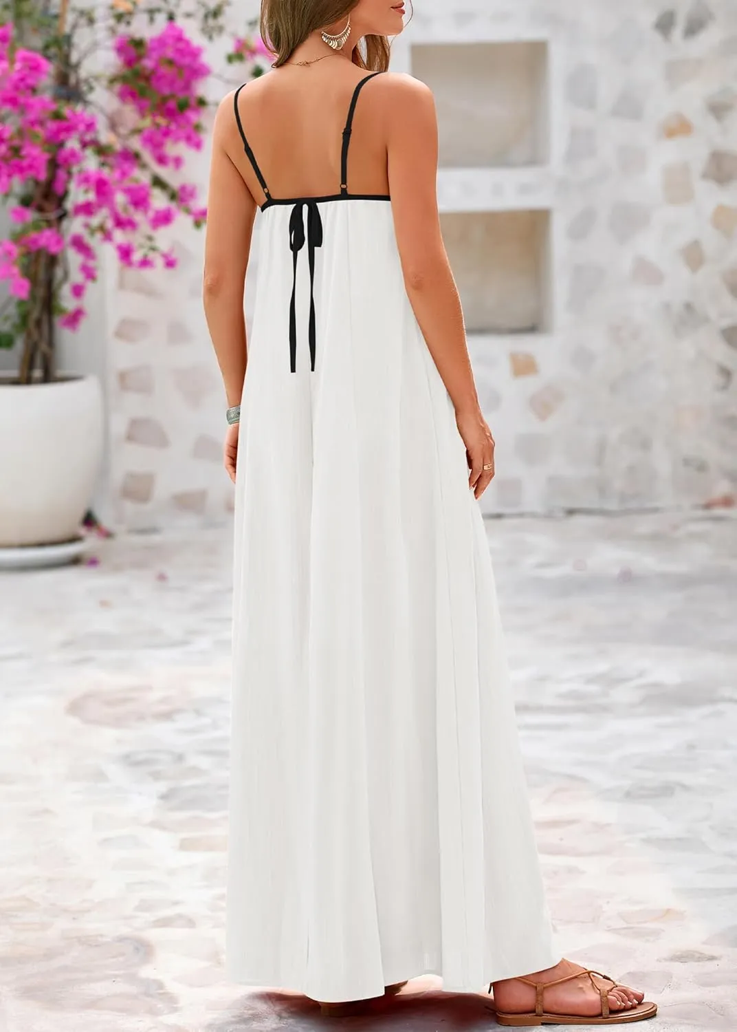KIRUNDO Women Summer Maxi Sundress 2025 Boho Spaghetti Strap Sleeveless Casual Loose Flowy A Line Beach Vacation Dress