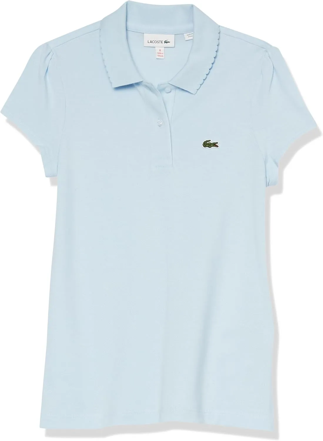Lacoste Girls' Scalloped Collar Mini Piqu Polo Shirt