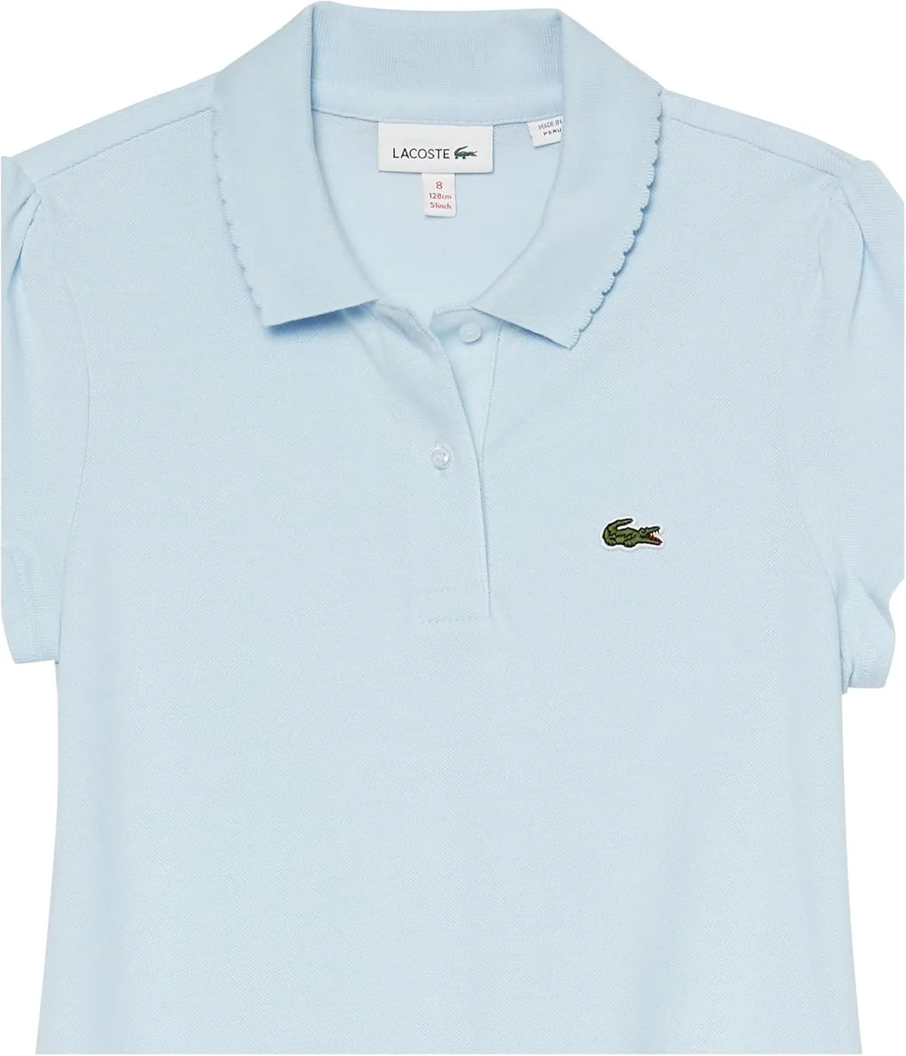 Lacoste Girls' Scalloped Collar Mini Piqu Polo Shirt