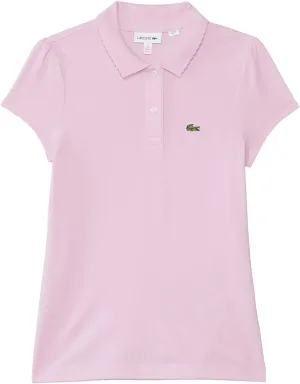 Lacoste Girls' Scalloped Collar Mini Piqu Polo Shirt