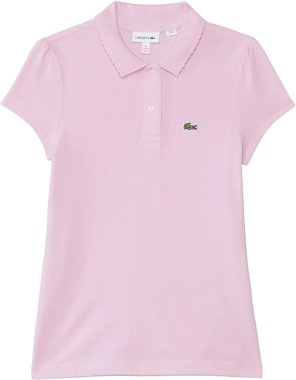 Lacoste Girls' Scalloped Collar Mini Piqu Polo Shirt