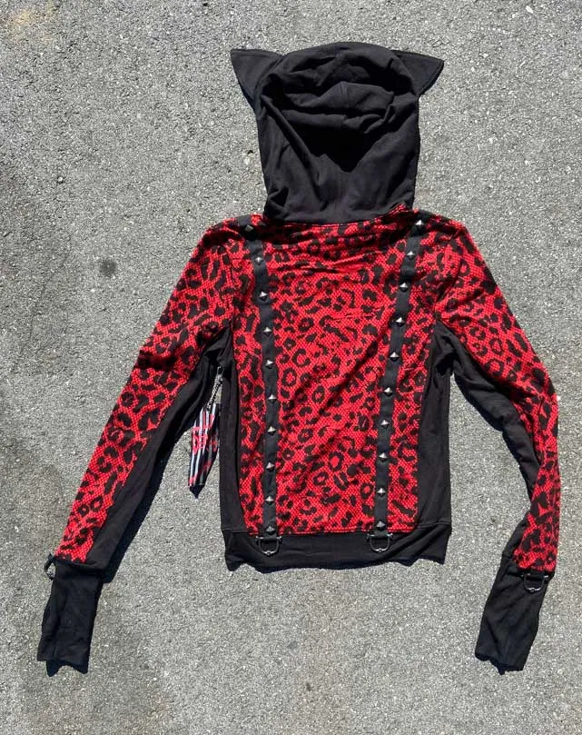 Leopard & Fishnet Print Hoodie