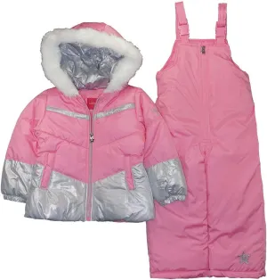 LONDON FOG girls Snowsuit With Snowbib and Puffer Jacket