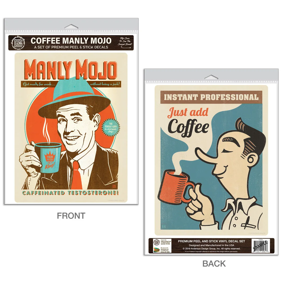 Manly Mojo Coffee Decal Set of 2