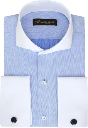 Men's French Cuff Dress Shirts with Cutaway Collar | Cufflinks Included | Luxe Long Sleeve Button-Up Shirt for Men