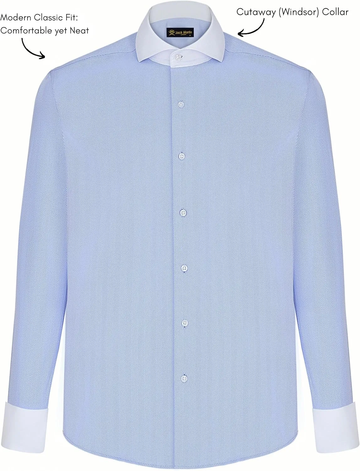 Men's French Cuff Dress Shirts with Cutaway Collar | Cufflinks Included | Luxe Long Sleeve Button-Up Shirt for Men