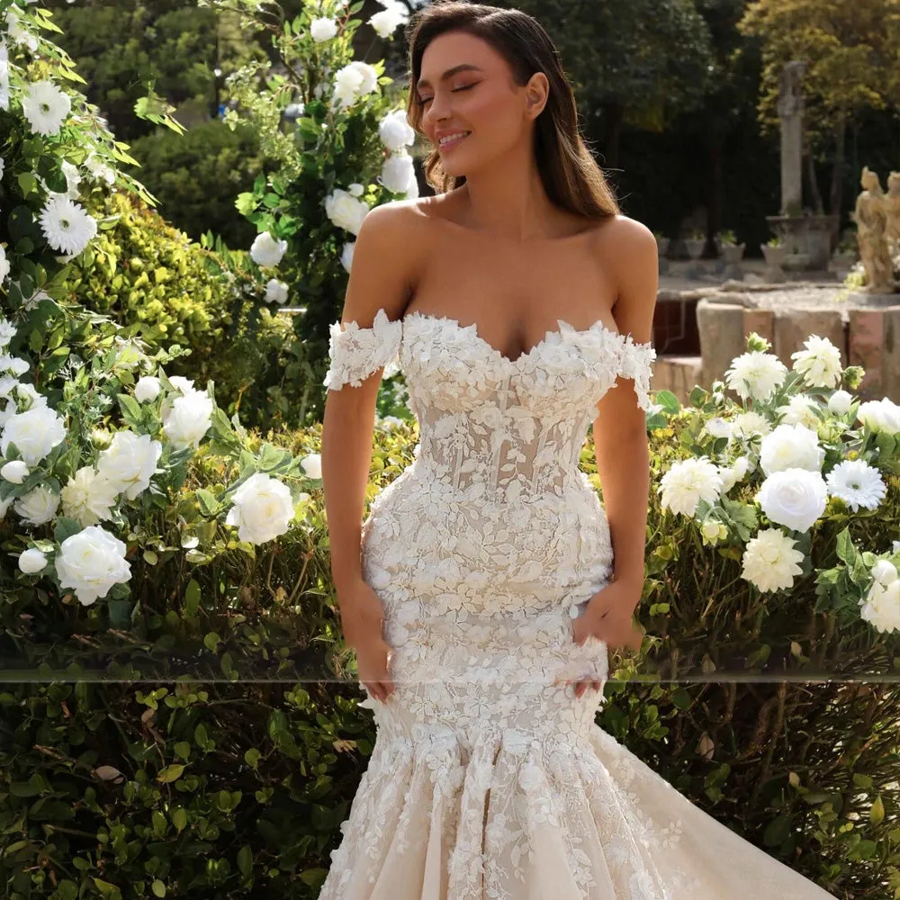 Mermaid Elegant Wedding Dress Sweetheart Off The Shoulder Bridan Dress