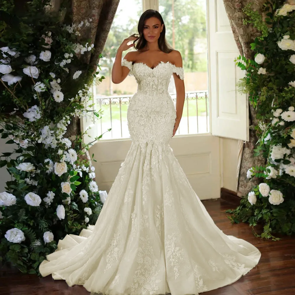 Mermaid Elegant Wedding Dress Sweetheart Off The Shoulder Bridan Dress