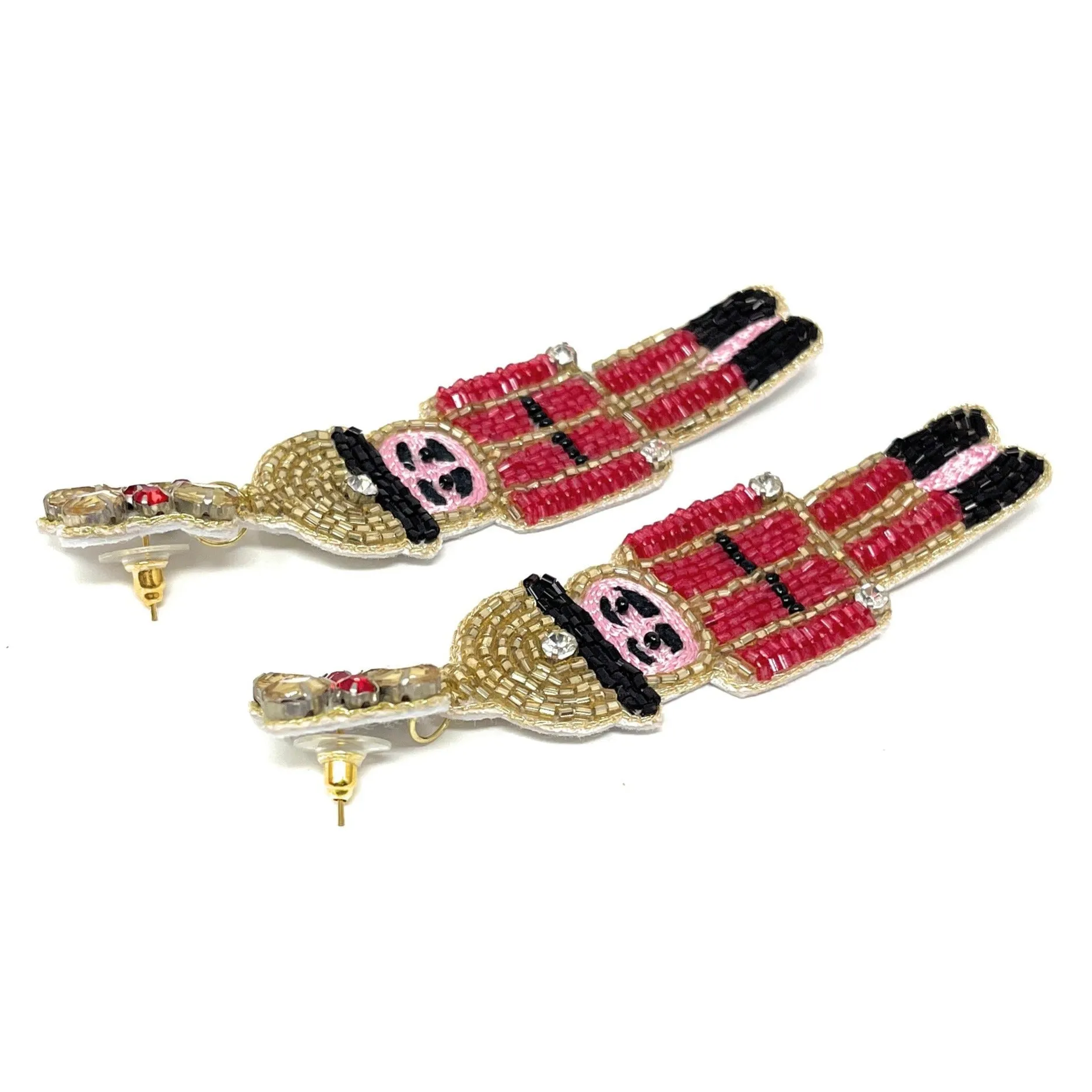 Nutcracker Beaded Earrings (Red)