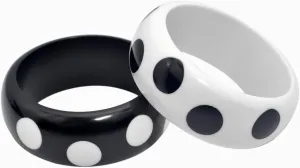 Pure Hands Polka Dot Resin Bangles Set  Polka Hauteur Black and White Handmade Bracelets for Women | Modern Half-Round and Wide Cuff Design Studio
