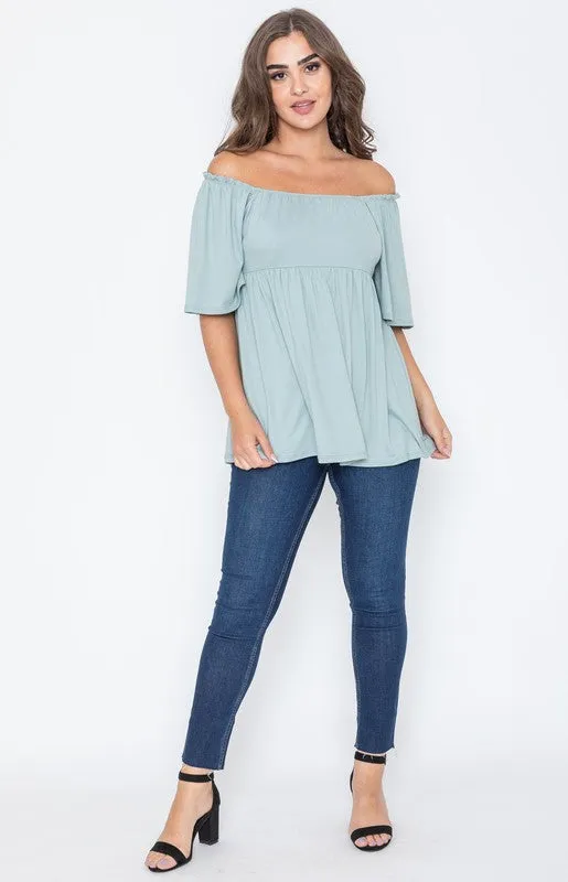 TEEK - Solid Square Neck Babydoll Tunic