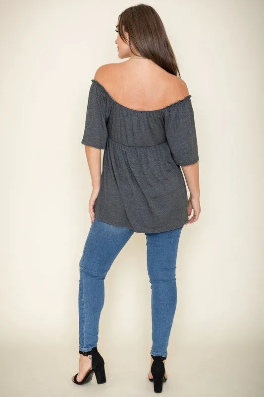 TEEK - Solid Square Neck Babydoll Tunic