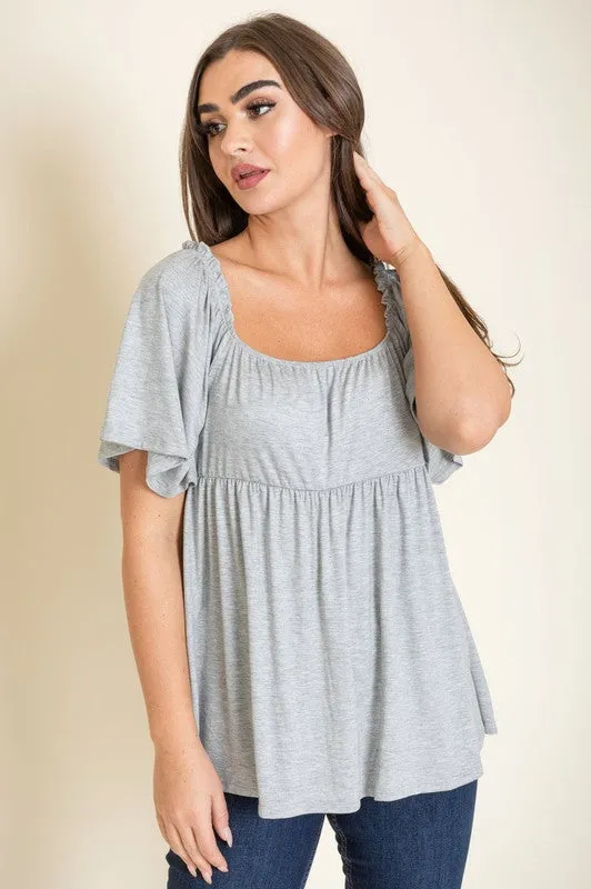 TEEK - Solid Square Neck Babydoll Tunic