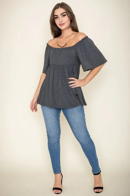 TEEK - Solid Square Neck Babydoll Tunic