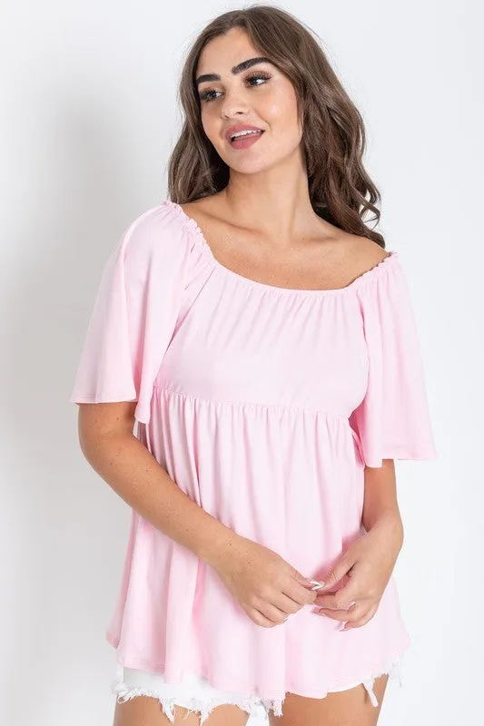 TEEK - Solid Square Neck Babydoll Tunic