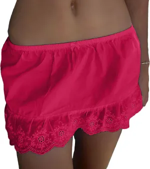 Women Y2k Lace Mini Skirt Boho Low Waist Floral Eyelet Short Aline Skirt Cute Ruffle Hem Concert Beach Skirt