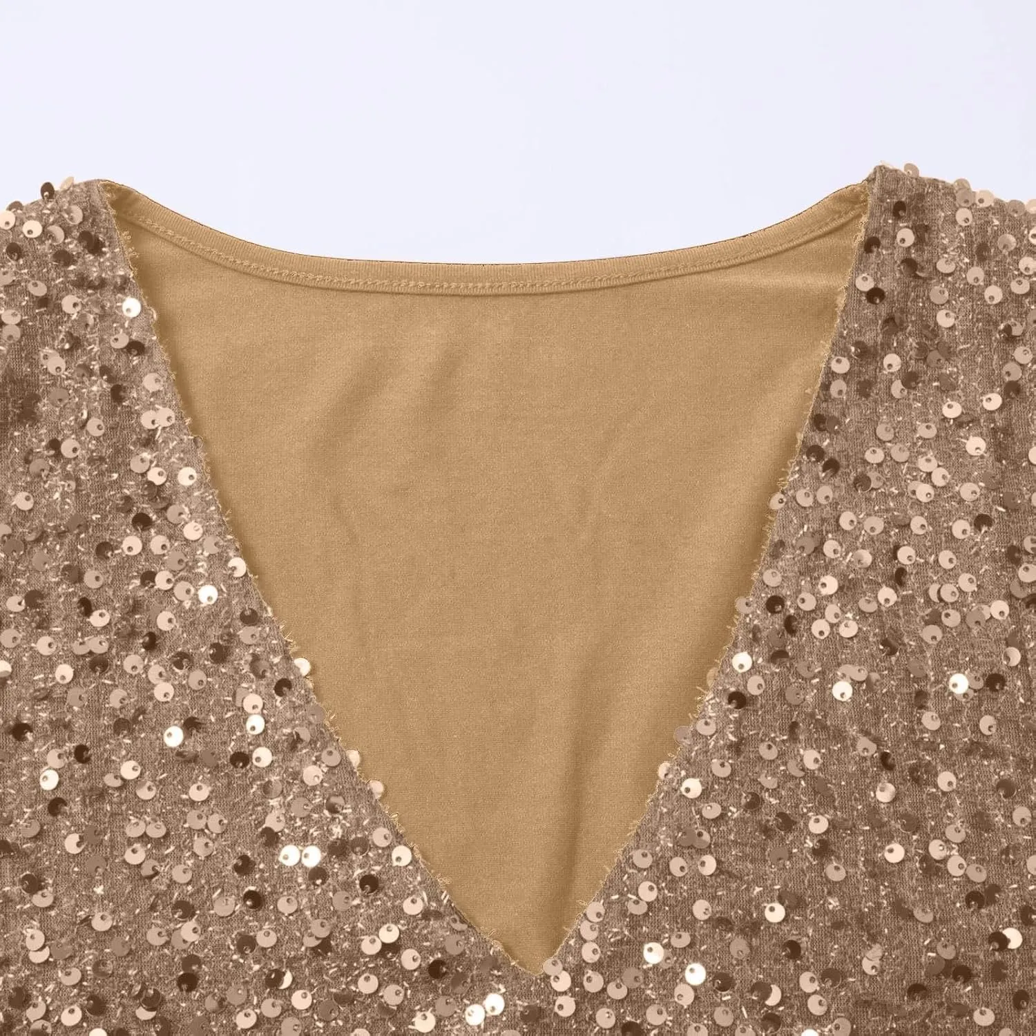 Women's Sequin Tops Sheer Long Sleeve Glitter Sparkly Party Blouse Velvet V-Neck Dressy Tops for Evening Party
