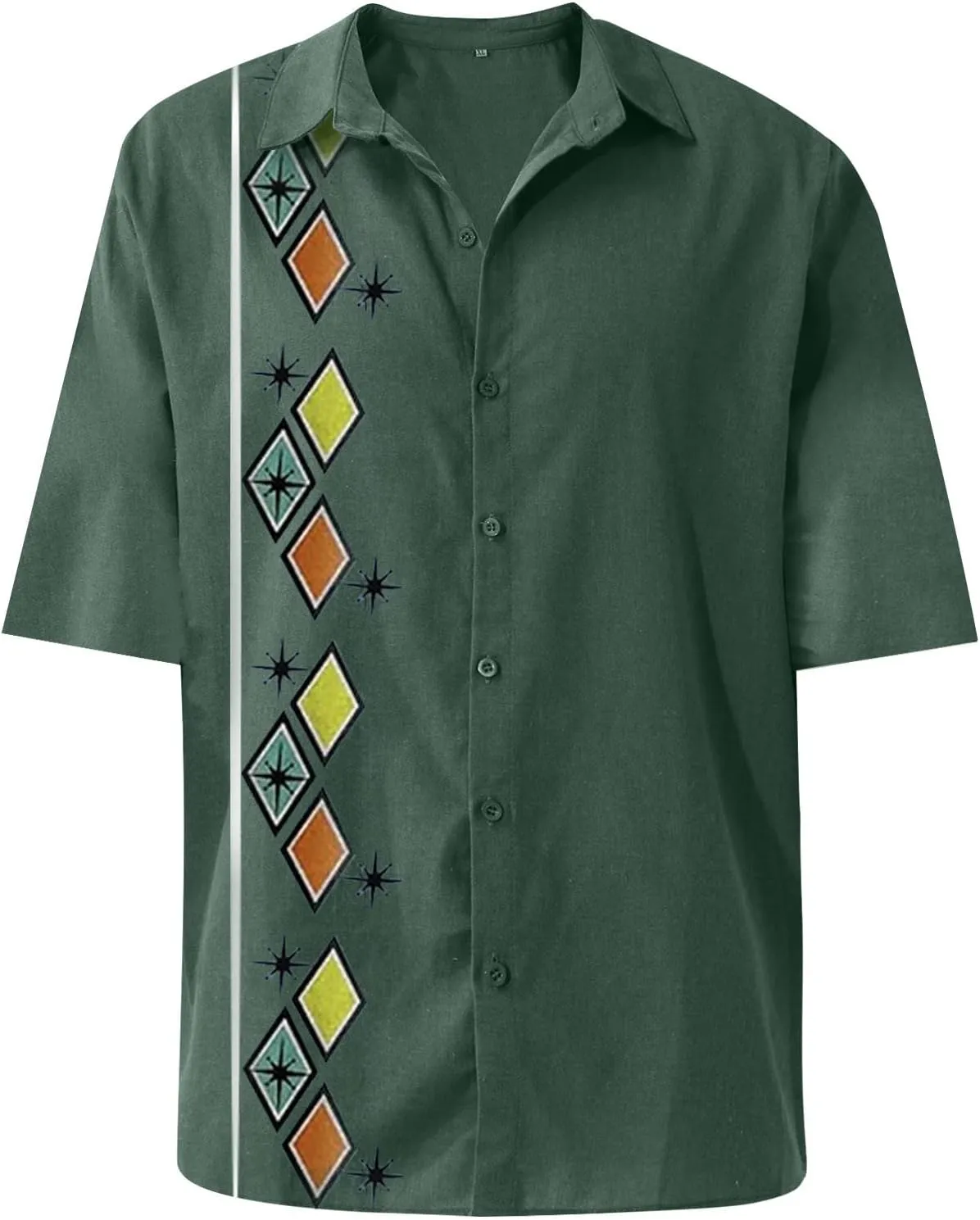Ymosrh Men's Collared Shirt Casual Short Sleeve Printed Shirts Button Up Summer Beach Hawaiian Shirt, M-4XL